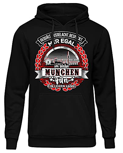 Uglyshirt87 EIN Leben lang München Herren Kapuzenpullover | Stadt - München Skyline - Fussball - Sport - München Pullover - Ultras - Hoodie | Schwarz (3XL) von Uglyshirt87