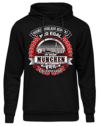 Uglyshirt87 EIN Leben lang München Herren Kapuzenpullover | Stadt - München Skyline - Fussball - Sport - München Pullover - Ultras - Hoodie | Schwarz (S) von Uglyshirt87