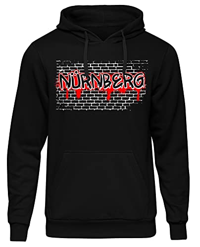 Uglyshirt87 EIN Leben lang Nürnberg Herren Kapuzenpullover | Stadt - Nürnberg Skyline - Fussball - Sport - Nürnberg Pullover - Ultras - Hoodie | Schwarz (4XL) von Uglyshirt87