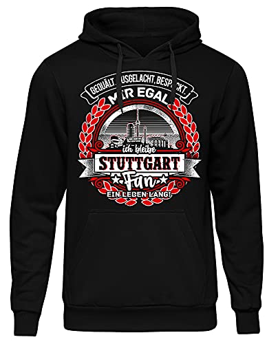 Uglyshirt87 EIN Leben lang Stuttgart Herren Kapuzenpullover | Stadt - Stuttgart Skyline - Fussball - Sport - Stuttgart Pullover - Ultras - Hoodie | Schwarz (3XL) von Uglyshirt87