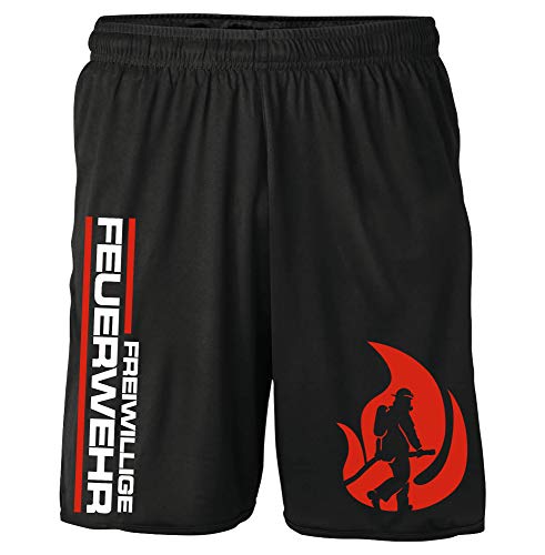 Uglyshirt87 Feuerwehr Shorts | Logo 112 FFW Freiwillige Hose Kurze Hose Sommerhose | M1 (M) von Uglyshirt87