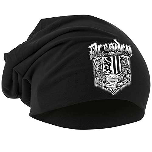 Uglyshirt87 Für Immer Dresden Mütze | Strickmütze - Dresden Beanie - Hut - Dresden Logo - Hat - Stadt - City | Beanie Druck: Weiß von Uglyshirt87