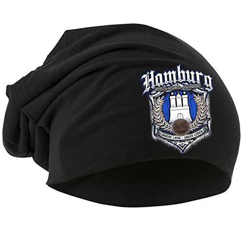 Uglyshirt87 Für Immer Hamburg Mütze | Strickmütze - Hamburg Beanie - Hamburg Hut - Logo - Hat - Stadt - City | Beanie Druck: Bunt, Einheitsgröße, Schwarz Druk: Bunt von Uglyshirt87