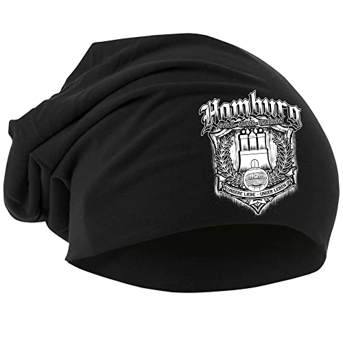 Uglyshirt87 Für Immer Hamburg Mütze | Strickmütze - Hamburg Beanie - Hamburg Hut - Logo - Hat - Stadt - City | Beanie Druck: Weiß, Einheitsgröße, Schwarz Druk: Weiß von Uglyshirt87