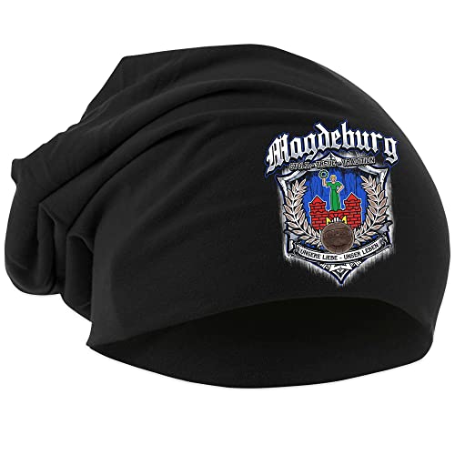 Uglyshirt87 Für Immer Magdeburg Mütze | Strickmütze - Magdeburg Beanie - Magdeburg Hut - Logo - Hat - Stadt - City | Beanie Druck: Bunt, Einheitsgröße, Schwarz Druk: Bunt von Uglyshirt87