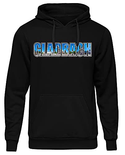 Uglyshirt87 Gladbach Vintage Skyline Herren Kapuzenpullover | Stadt - City - Fussball - Sport - Gladbach Pullover - Ultras - Hoodie | Schwarz (4XL) Druck: Bunt von Uglyshirt87