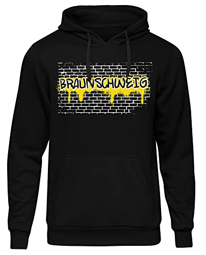 Uglyshirt87 Graffiti Braunschweig Herren Kapuzenpullover | Stadt - Braunschweig Skyline - Fussball - City - Braunschweig Pullover - Ultras - Hoodie | Schwarz (L) von Uglyshirt87