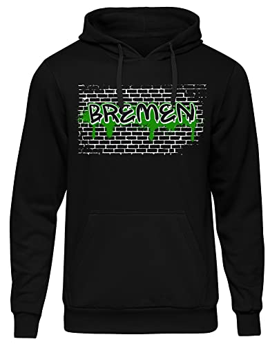 Uglyshirt87 Graffiti Bremen Herren Kapuzenpullover | Stadt - Bremen Skyline - Fussball - City - Bremen Pullover - Ultras - Hoodie | Schwarz (XL) von Uglyshirt87