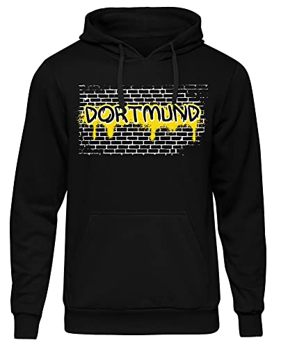 Uglyshirt87 Graffiti Dortmund Herren Kapuzenpullover | Stadt - Dortmund Skyline - Fussball - City - Dortmund Pullover - Ultras - Hoodie | Schwarz (M) von Uglyshirt87