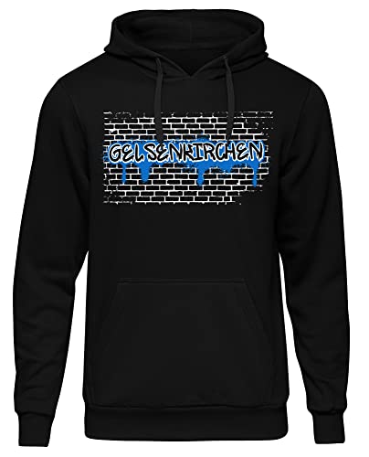 Uglyshirt87 Graffiti Gelsenkirchen Herren Kapuzenpullover | Stadt - Gelsenkirchen Skyline - Fussball - City - Gelsenkirchen Pullover - Ultras - Hoodie | Schwarz (XL) von Uglyshirt87