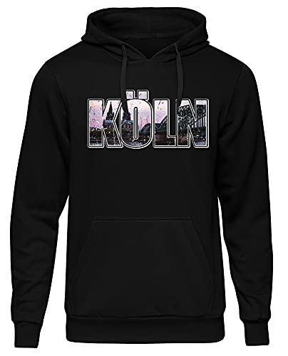 Uglyshirt87 Köln Vintage Skyline Herren Kapuzenpullover | Stadt - City - Fussball - Sport - Köln Pullover - Ultras - Hoodie | Schwarz (4XL) Druck: Bunt von Uglyshirt87