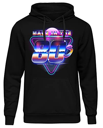 Uglyshirt87 Made in The 80s Herren Kapuzenpullover | Retro - 80er Pullover Herren - 80er Jahre Kleidung - Party Hoodie | Schwarz (3XL) von Uglyshirt87