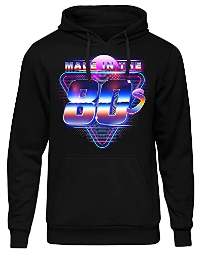 Uglyshirt87 Made in The 80s Herren Kapuzenpullover | Retro - 80er Pullover Herren - 80er Jahre Kleidung - Party Hoodie | Schwarz (L) von Uglyshirt87