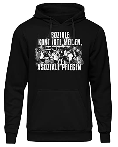 Uglyshirt87 Soziale Konatke meiden Herren Kapuzenpullover |Spruch Pullover Herren - Hooligan Ultra - Demo Hoodie - Widerstand Protest | Schwarz (XXL) von Uglyshirt87