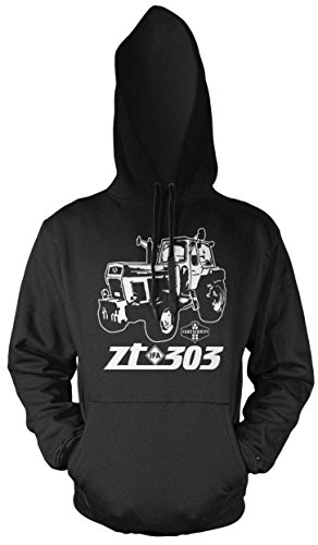 Uglyshirt87 Traktor ZT Männer und Herren Kapuzenpullover | 305 Oldtimer DDR Landwirt Bauer | M2 (L, Schwarz) von Uglyshirt87