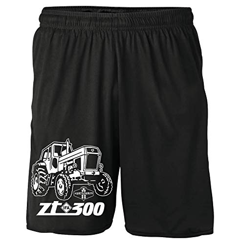 Uglyshirt87 Traktor ZT Shorts | 300 303 Oldtimer DDR Landwirt Bauer Trecker Kurze Hose Sommerhose (L, Schwarz Druck: ZT300) von Uglyshirt87