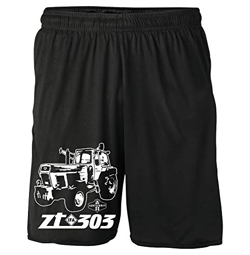 Uglyshirt87 Traktor ZT Shorts | 300 303 Oldtimer DDR Landwirt Bauer Trecker Kurze Hose Sommerhose (L, Schwarz Druck: ZT303) von Uglyshirt87