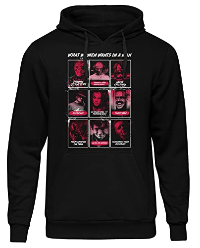 Uglyshirt87 What Women Want In A Man Herren Kapuzenpullover |Horror Pullover Herren - Halloween Hoodie - Freddy | Schwarz (L) von Uglyshirt87