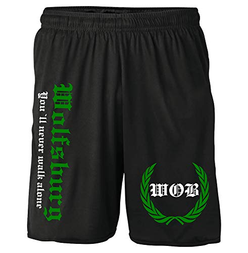 Wolfsburg Kranz Shorts | Fussball Sport Sommer Ultras Kurze Hose Sporthose (L, Schwarz Kranz M2) von Uglyshirt87