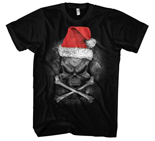 X-Mas Skull Männer Herren T-Shirt | Weihnachten Weihnachtsmann Kostüm Deko Totenkopf Santa Christmas (M) von Uglyshirt87