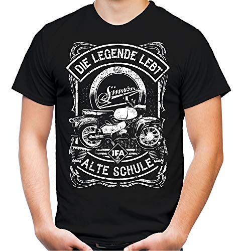 Alte Schule Simson Männer und Herren T-Shirt | Verschiedene Modelle S50 S51 Schwalbe Star Duo Habicht DDR (3XL, Schwarz Druck: Habicht) von Uglyshirt89