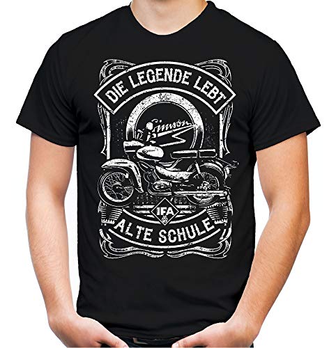 Alte Schule Simson Männer und Herren T-Shirt | Verschiedene Modelle S50 S51 Schwalbe Star Duo Habicht DDR (3XL, Schwarz Druck: Star) von Uglyshirt89