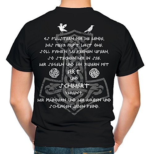 Axt & Schwert Männer und Herren T-Shirt | Vikings Wikinger Ragnar ||| FB (M, Schwarz) von Uglyshirt89