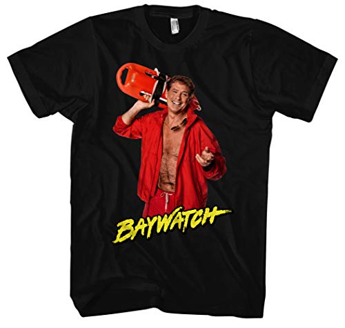 Baywatch Männer und Herren T-Shirt | David Hasselhoff Lifeguard Retro Kult ||| M2 (S, Schwarz) von Uglyshirt89