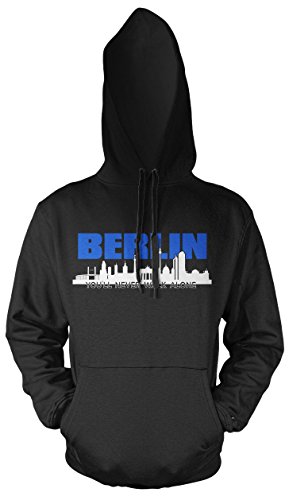 Berlin Skyline Männer und Herren Kapuzenpullover | Fussball Ultras City Geschenk | M2 FB (XL, Schwarz) von Uglyshirt89