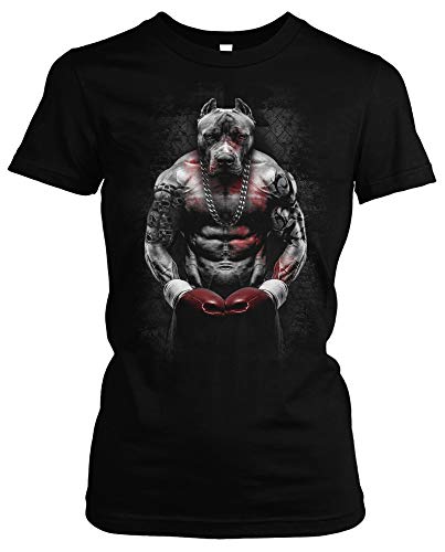 Boxing Bully Damen Girlie T-Shirt | Boxing Shirt Damen - MMA Tshirt Damen - Muay Thai - Sport - Pitbull - Boxen (M) von Uglyshirt89