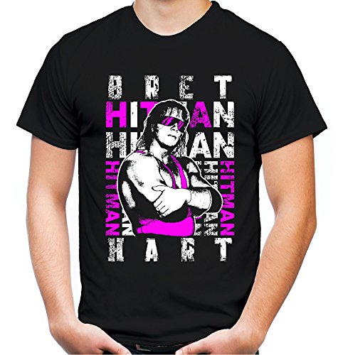 Bret Hart Männer und Herren T-Shirt | Wrestling Vintage Legend ||| (L, Schwarz) von Uglyshirt89