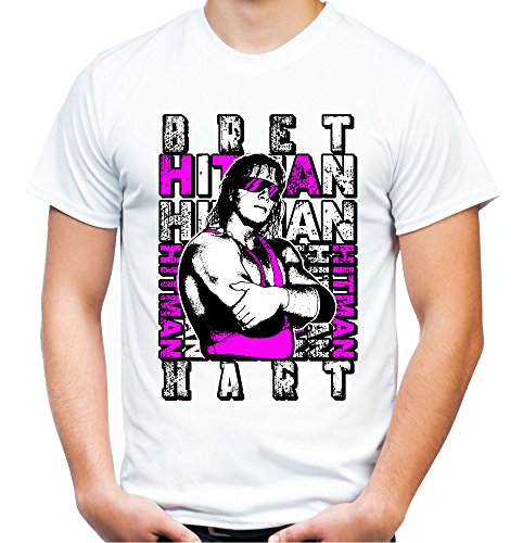 Bret Hart Männer und Herren T-Shirt | Wrestling Vintage Legend ||| (L, Weiß) von Uglyshirt89