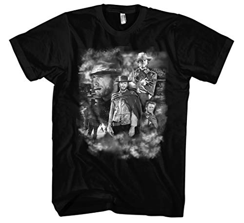 Clint Eastwood Männer und Herren T-Shirt | Vintage Retro Western Movie Kult (XL, Schwarz Druck:Weiß) von Uglyshirt89