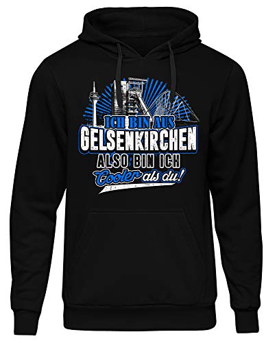 Cooler als du Gelsenkirchen Männer Herren Kapuzenpullover | Fussball Skyline Trikot Sport Ultras Fun (3XL) von Uglyshirt89