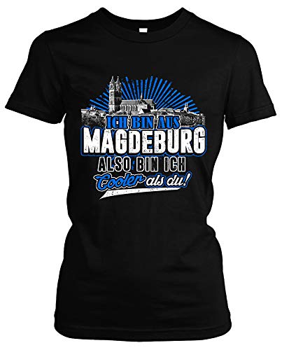 Cooler als du Magdeburg Damen Girlie T-Shirt | Fussball Skyline Trikot Sport Ultras Fun (M) von Uglyshirt89