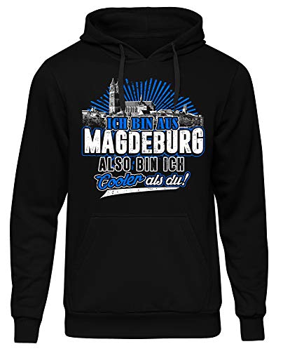 Cooler als du Magdeburg Männer Herren Kapuzenpullover | Fussball Skyline Trikot Sport Ultras Fun (L) von Uglyshirt89