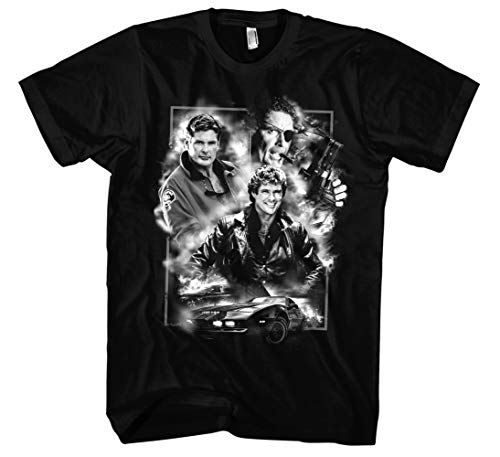 David Hasselhoff Männer und Herren T-Shirt | Vintage Baywatch Retro Kult (L, Schwarz Druck:Weiß) von Uglyshirt89