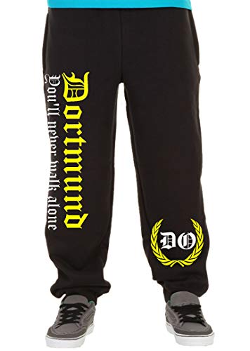 Dortmund Never Walk Alone Männer und Herren Jogginghose | Fussball Ultras Fan | M2 (M, Schwarz) von Uglyshirt89