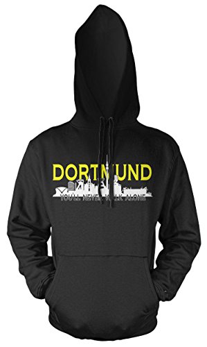 Dortmund Skyline Männer und Herren Kapuzenpullover | Fussball Sport Ultras Geschenk (XXL, Schwarz) von Uglyshirt89