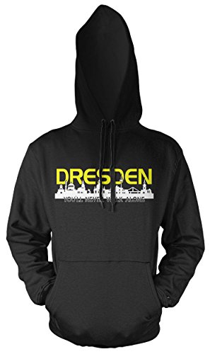 Dresden Skyline Männer und Herren Kapuzenpullover | Fussball Ultras Geschenk (L, Schwarz) von Uglyshirt89