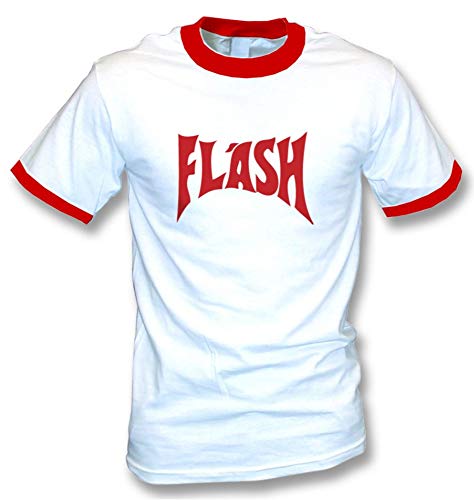 Flash Gordon Männer Herren T-Shirt | 80er Retro Ringer Logo Ming (XL) Weiß von Uglyshirt89