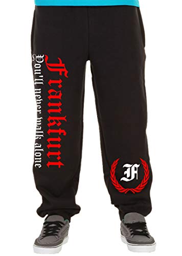 Frankfurt Never Walk Alone Männer und Herren Jogginghose | Fussball Ultras Fan | M2 (M, Schwarz) von Uglyshirt89