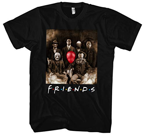 Friends Horror Männer Herren T-Shirt | Horror Halloween Nightmare Freddy Michael Myers Jason Clown | Schwarz (XXL) von Uglyshirt89
