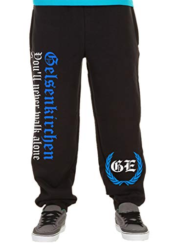 Gelsenkirchen Never Walk Alone Männer und Herren Jogginghose | Fussball Ultras Fan | M2 (XXL, Schwarz) von Uglyshirt89