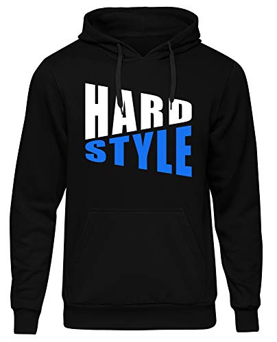 Hardstyle is My Style Männer und Herren Kapuzenpullover | Hardcore Musik Minimal Geschenk | M2 FB (Schwarz-Blau, L) von Uglyshirt89