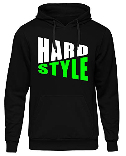 Hardstyle is My Style Männer und Herren Kapuzenpullover | Hardcore Musik Minimal Geschenk | M2 FB (Schwarz-Neongrün, L) von Uglyshirt89