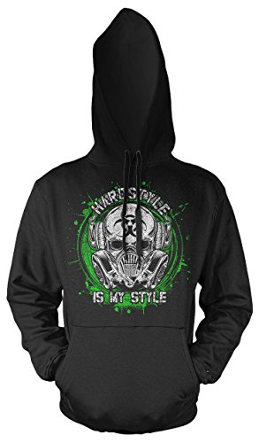 Hardstyle is My Style Männer und Herren Kapuzenpullover | Music Gabba Rave ||| M11 (3XL, Schwarz Druck Neongrün) von Uglyshirt89