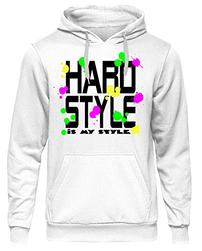 Hardstyle is My Style Männer und Herren Kapuzenpullover | Music Lifestyle Festival Gabba Rave | M8 (Weiß, M) von Uglyshirt89