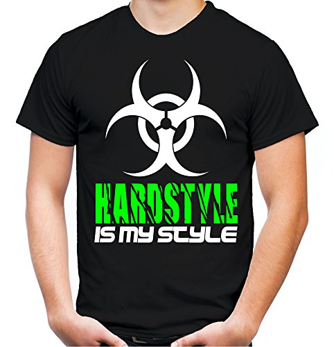 Hardstyle is My Style Männer und Herren T-Shirt | Hardcore Musik Minimal Geschenk | M1 (Schwarz-Neongrün, XXXL) von Uglyshirt89