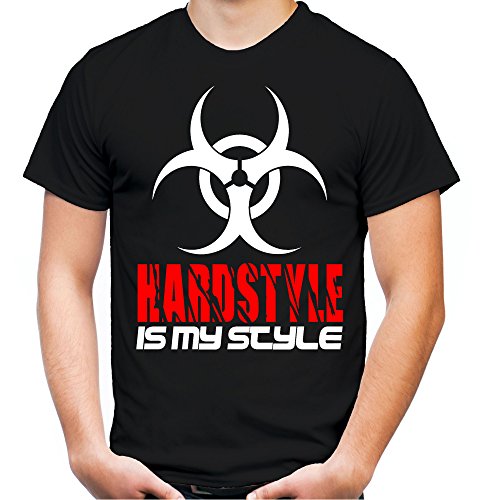 Hardstyle is My Style Männer und Herren T-Shirt | Hardcore Musik Minimal Geschenk | M1 (Schwarz-Rot, XXXXL) von Uglyshirt89